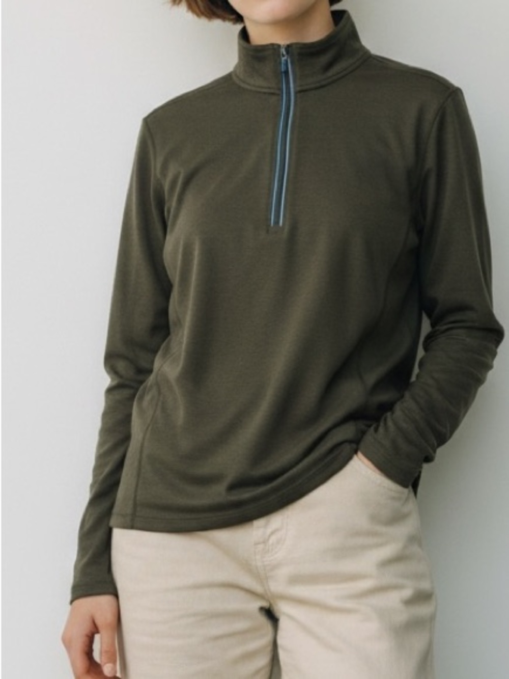 Carhartt Women's For1/4 Zip Lightweight Pullover Olive Green